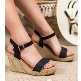 SHELOVET Sandales compensées élégantes noir 1