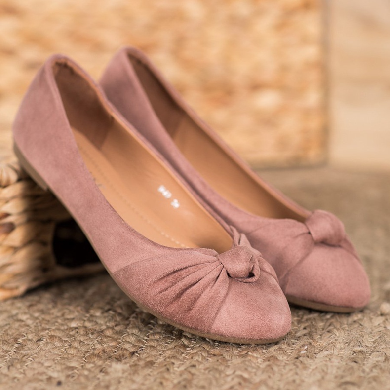 Clowse Ballerines confortables en daim rose 1