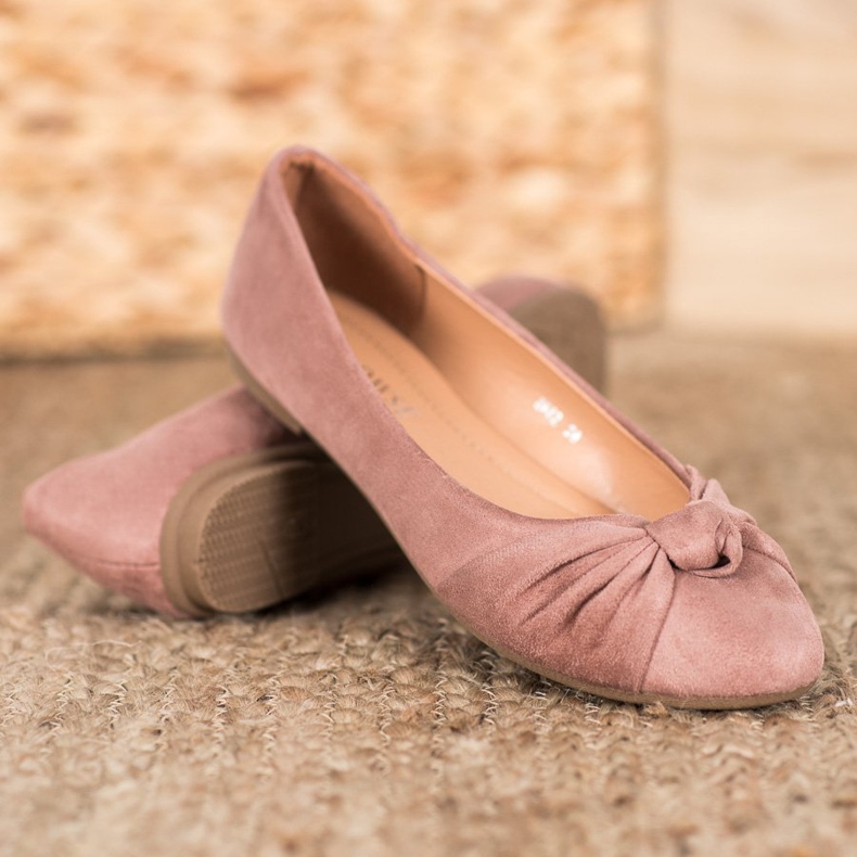 Clowse Ballerines confortables en daim rose 2