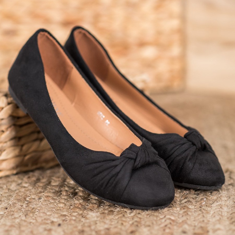 Clowse Ballerines confortables en daim le noir 1