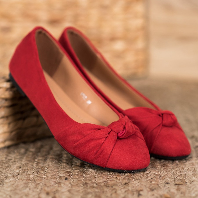 Clowse Ballerines confortables en daim rouge 1