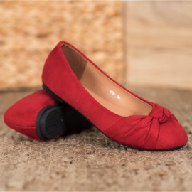 Clowse Ballerines confortables en daim rouge 2