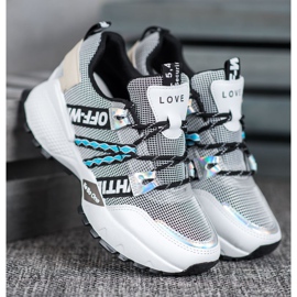 Bona Baskets en maille d'amour blanche le noir 1 Bona Baskets en maille d'amour blanche le noir 1