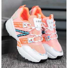 Bona Baskets en maille d'amour blanc orange 2