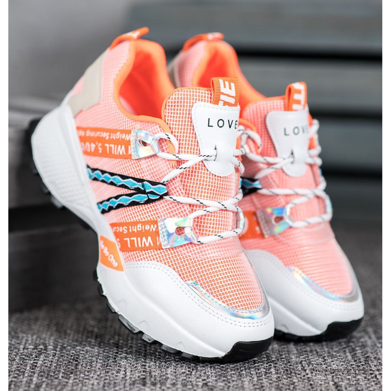 Bona Baskets en maille d'amour blanc orange 2