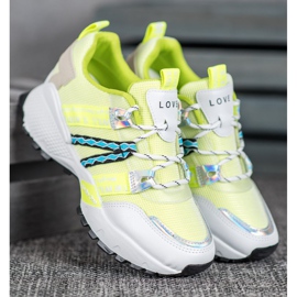 Bona Baskets en maille d'amour blanc multicolore vert 1