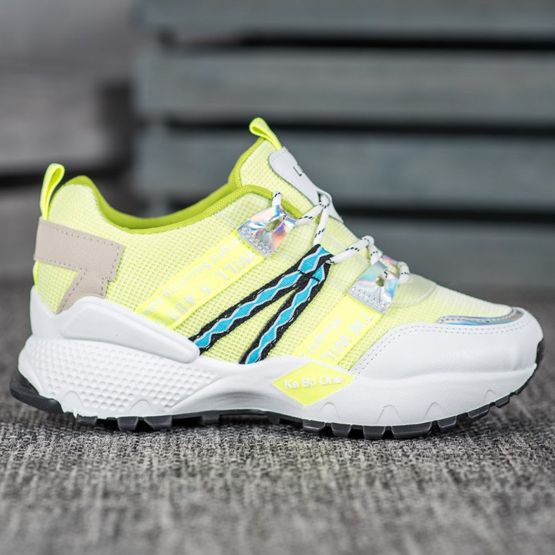 Bona Baskets en maille d'amour blanche multicolore vert 2