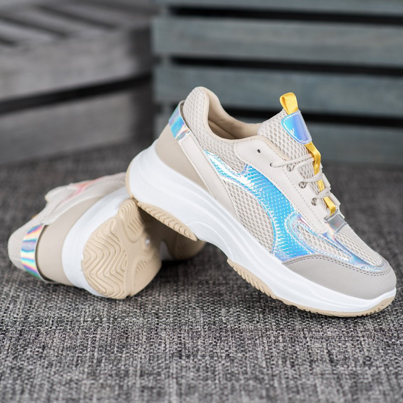 Bona Baskets beiges à mailles blanc gris multicolore 2