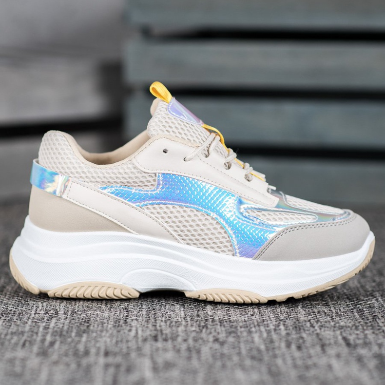 Bona Baskets beiges à mailles blanc gris multicolore 1