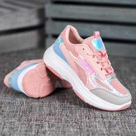 Bona Baskets roses avec maille bleu gris 2 Bona Baskets roses avec maille bleu gris 2