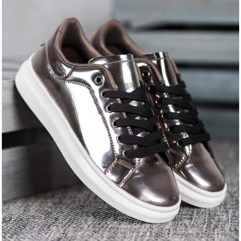 Bona Chaussures brillantes sur la plate-forme brun multicolore 1