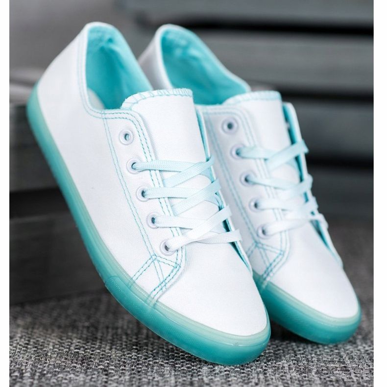 SHELOVET Baskets à semelle bleue blanc 1