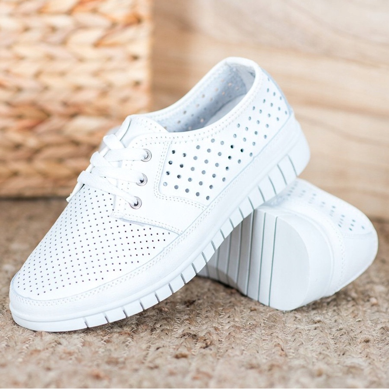 Kylie Richelieus En Cuir Sur La Plateforme blanc 2