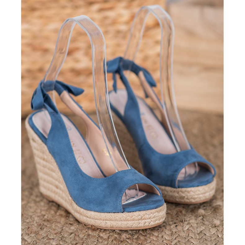 Goodin Sandales espadrilles nouées bleu 1
