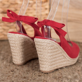 Goodin Sandales espadrilles nouées rouge 1