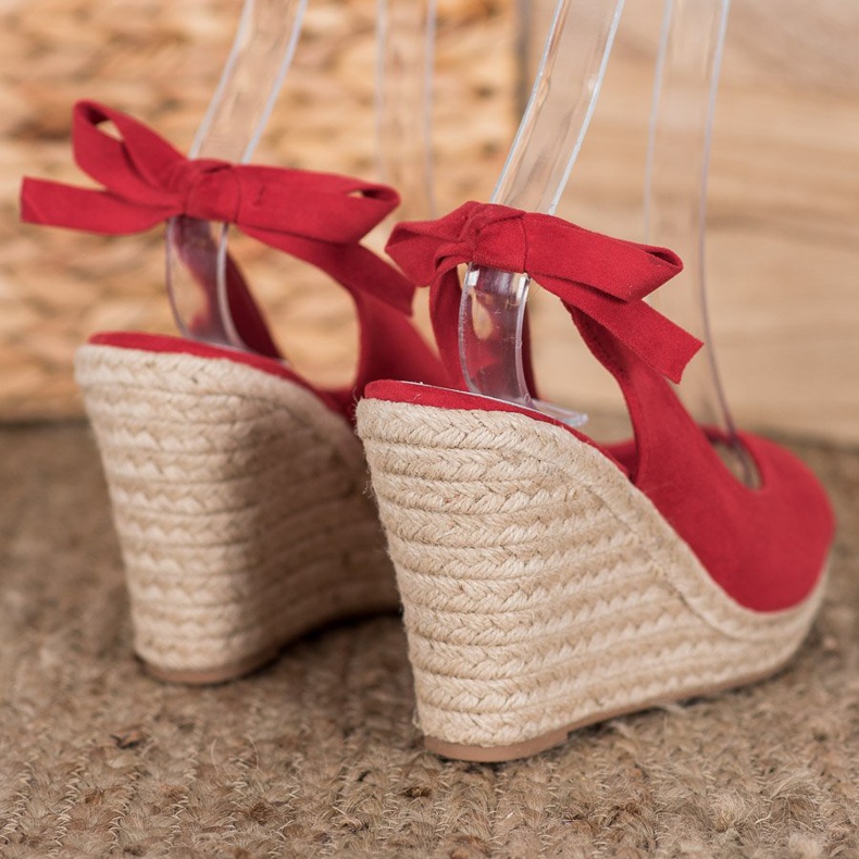 Goodin Sandales espadrilles nouées rouge 1