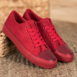 SHELOVET Baskets en daim rouge 1
