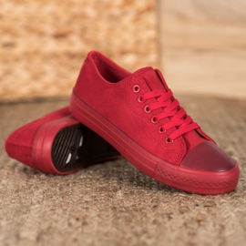 SHELOVET Baskets en daim rouge 2
