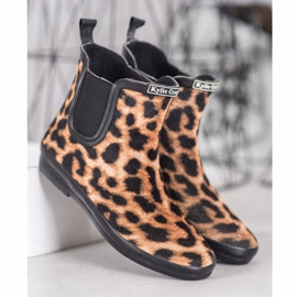 Kylie Bottes en daim à imprimé léopard brun le noir 1
