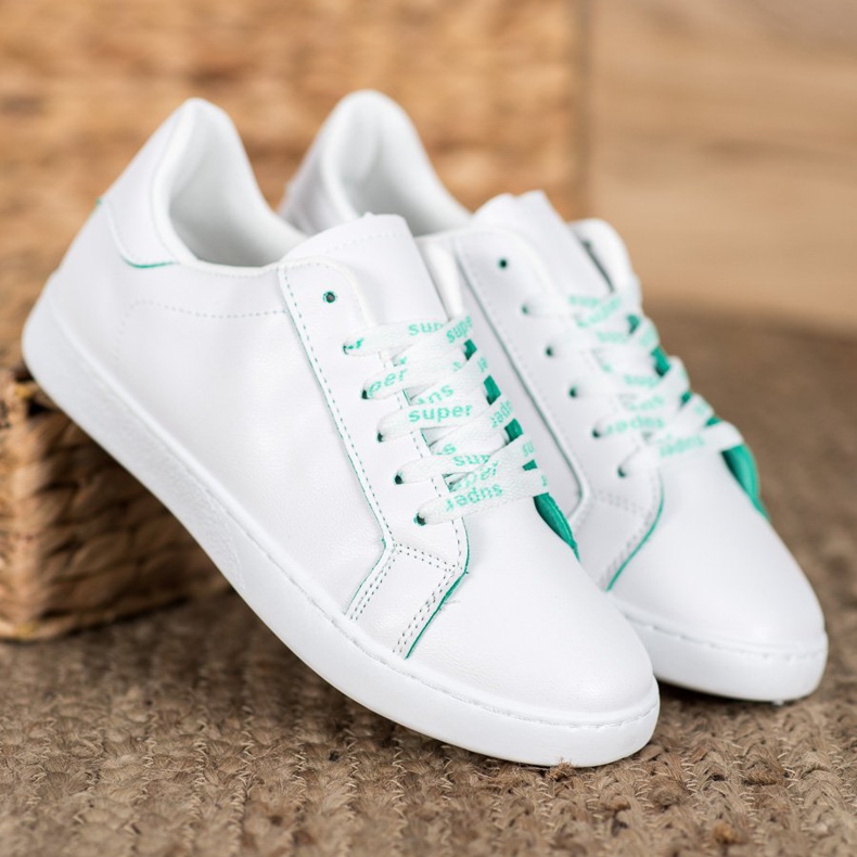 SHELOVET Super chaussures de sport blanche vert 1 SHELOVET Super chaussures de sport blanche vert 1