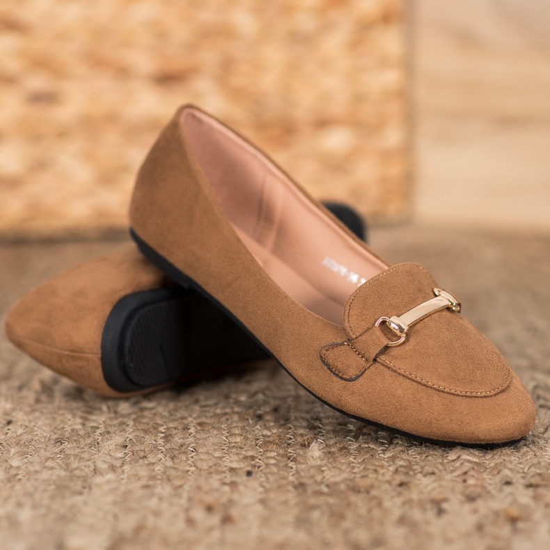 SHELOVET Ballerines en daim brun 1