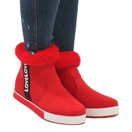 Bottines en daim fourrées rouges NB252P-3 1