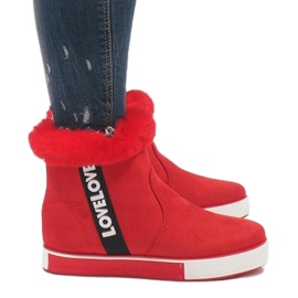Bottines en daim fourrées rouges NB252P-3 2