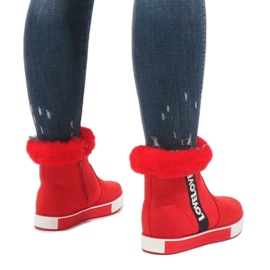 Bottines en daim fourrées rouges NB252P-3 3