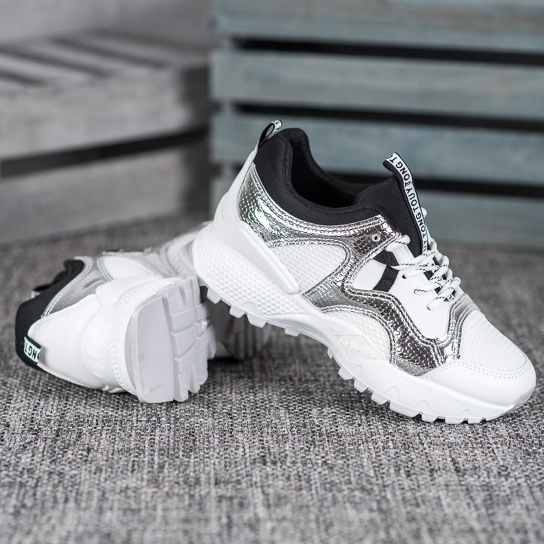 Bona Baskets mode avec maille blanc gris 1