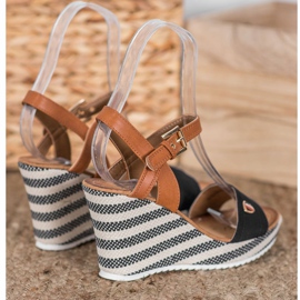 Goodin Sandales compensées à la mode brun noir multicolore 2