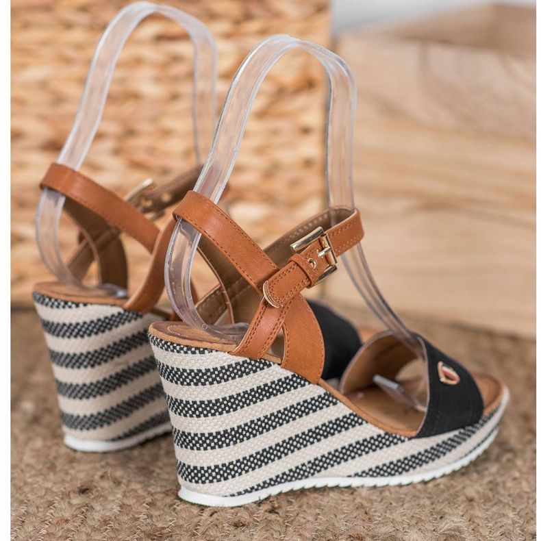 Goodin Sandales compensées à la mode brun le noir multicolore 2