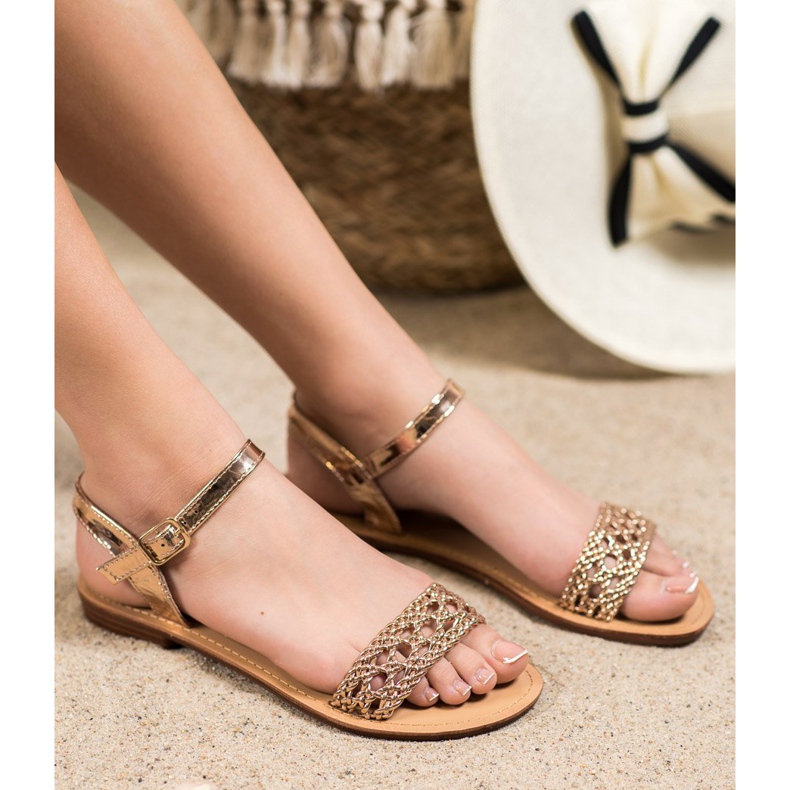 Small Swan Sandales tressées élégantes jaune 2