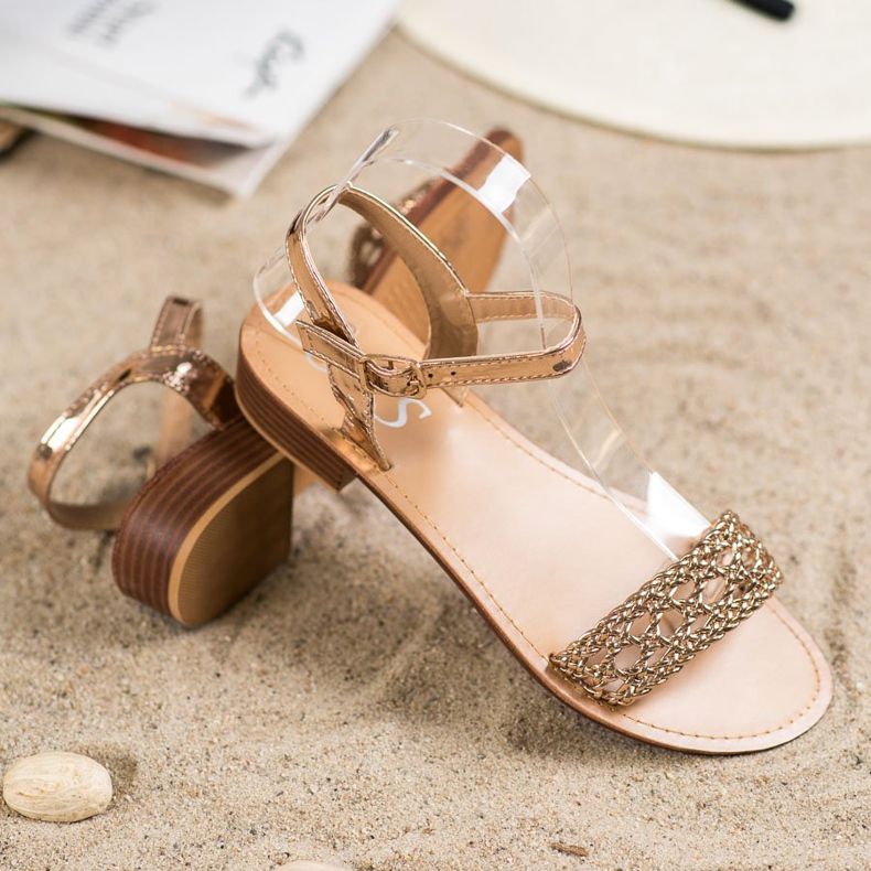 Small Swan Sandales tressées élégantes jaune 1