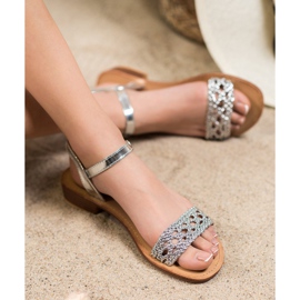 Small Swan Sandales tressées élégantes gris 1