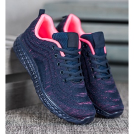 Bona Chaussures textiles légères bleu marine rose 1