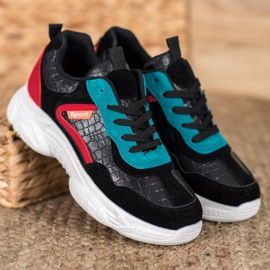 SHELOVET Baskets de sport en daim le noir multicolore 1