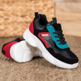 SHELOVET Baskets de sport en daim le noir multicolore 2