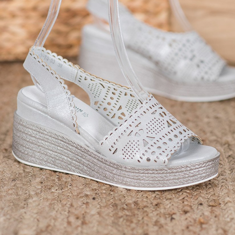 Goodin Sandales compensées ajourées gris 2