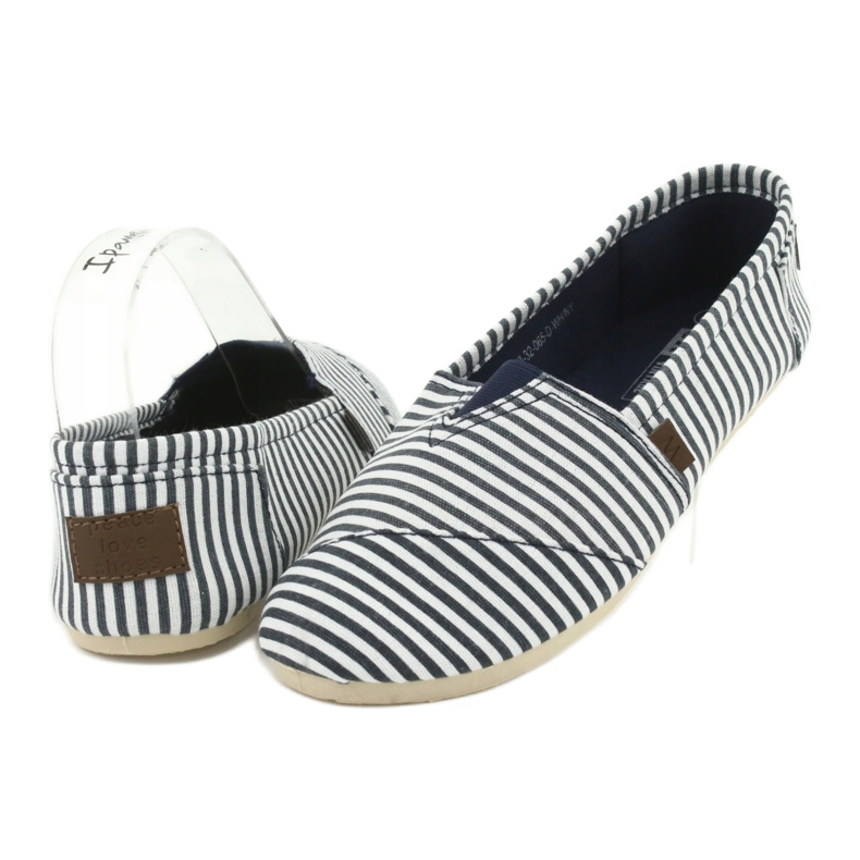 Wishot Baskets rayées confortables et tendance 32-065, blanches et bleues 3