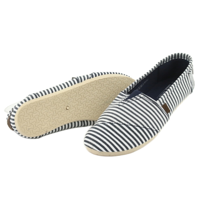 Wishot Baskets rayées confortables et tendance 32-065, blanches et bleues 4