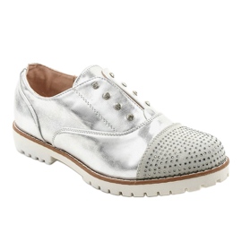 Chaussures à enfiler argentées avec clous GF-FD9 1