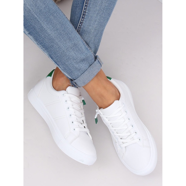 Baskets femme BY-231 BLANC / VERT blanche 2