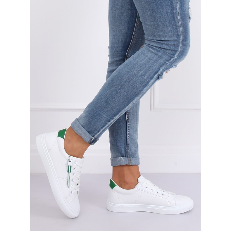 Baskets femme BY-231 BLANC / VERT blanche 1