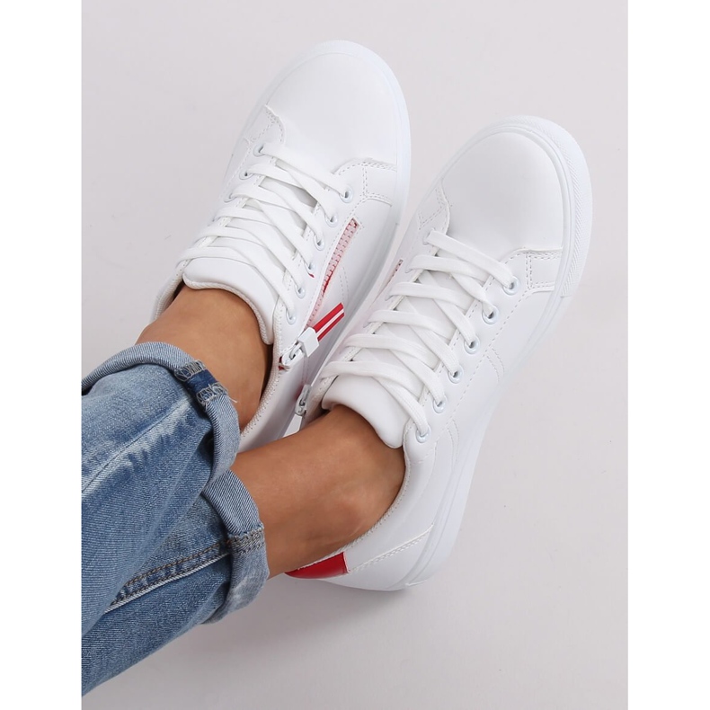 Baskets femme BY-231 BLANC/ROUGE blanche 2