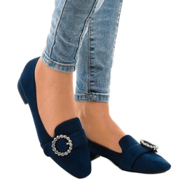 Escarpins en daim bleu marine L419 1