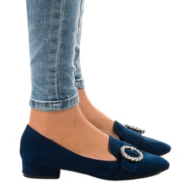 Escarpins en daim bleu marine L419 2