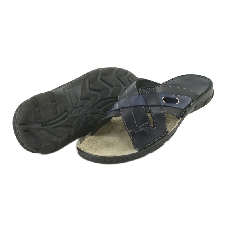 Pantoufles En Cuir Confortables Naszbut 055 bleu marine bleu 4