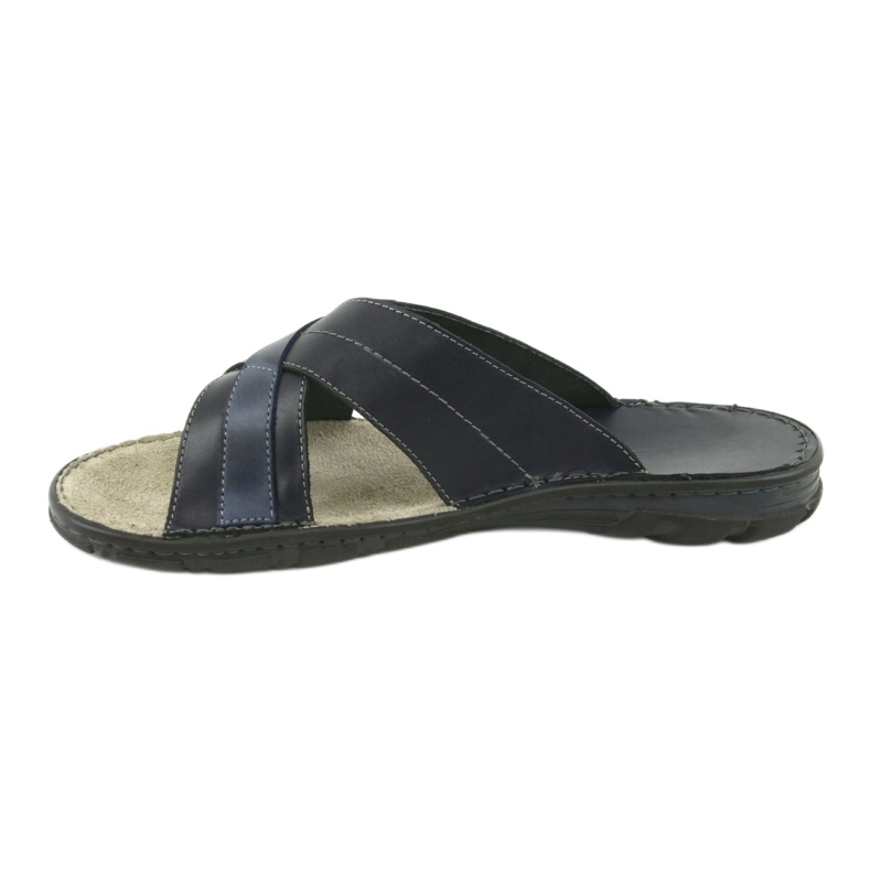 Pantoufles En Cuir Confortables Naszbut 055 bleu marin bleu 2