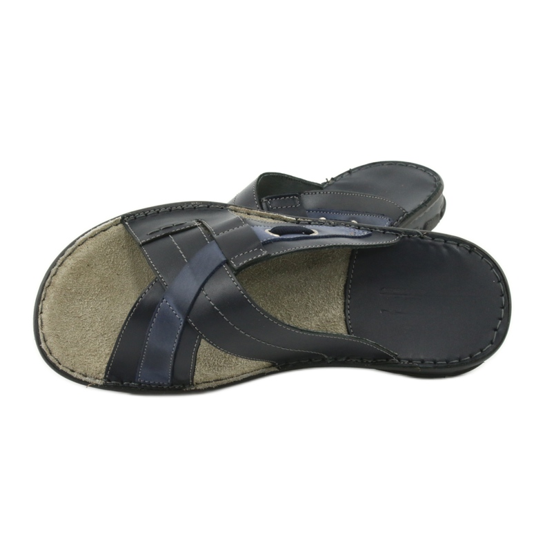 Pantoufles En Cuir Confortables Naszbut 055 bleu marin bleu 5