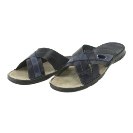 Pantoufles En Cuir Confortables Naszbut 055 bleu marine bleu 3